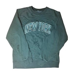 Pacsun John Galt Green New York Crewneck Sweatshirt